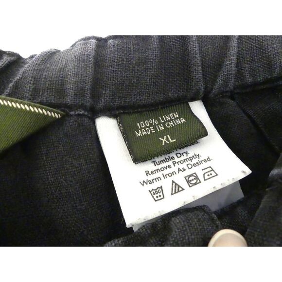 Eddie Bauer 100% Linen Black Pull On Drawstring Cargo Shorts Size XL Casual - Picture 4 of 8